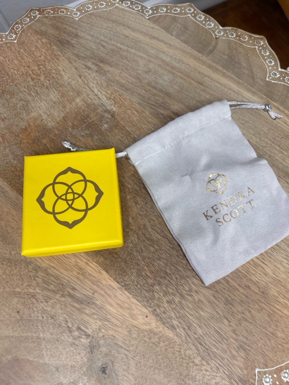 Kendra Scott Yellow Gift Box with Cream Logo Pouch